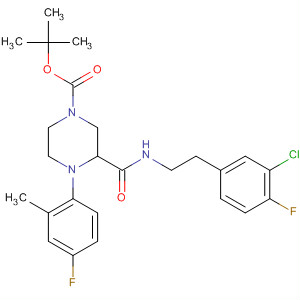 499780-31-3  1-Piperazinecarboxylic acid,3-[[[(3-chloro-4-fluorophenyl)methyl]methylamino]carbonyl]-4-(4-fluoro-2-methylphenyl)-, 1,1-dimethylethyl ester