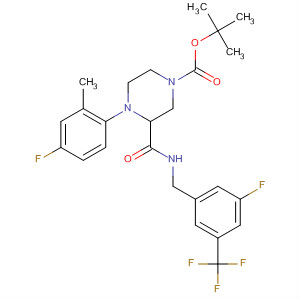 499780-33-5  1-Piperazinecarboxylic acid,4-(4-fluoro-2-methylphenyl)-3-[[[[3-fluoro-5-(trifluoromethyl)phenyl]methyl]amino]carbonyl]-, 1,1-dimethylethyl ester