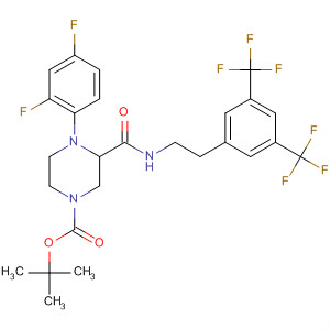 499780-42-6  1-Piperazinecarboxylic acid,3-[[[[3,5-bis(trifluoromethyl)phenyl]methyl]methylamino]carbonyl]-4-(2,4-difluorophenyl)-, 1,1-dimethylethyl ester