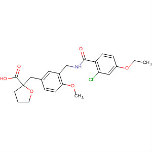 499788-14-6  2-Furancarboxylic acid,2-[[3-[[(2-chloro-4-ethoxybenzoyl)amino]methyl]-4-methoxyphenyl]methyl]tetrahydro-