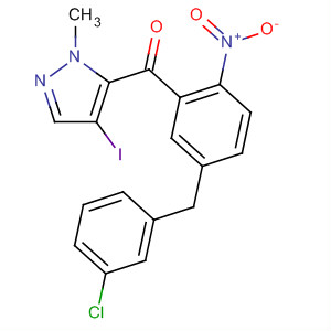 499792-06-2  Methanone,[5-[(3-chlorophenyl)methyl]-2-nitrophenyl](4-iodo-1-methyl-1H-pyrazol-5-yl)-