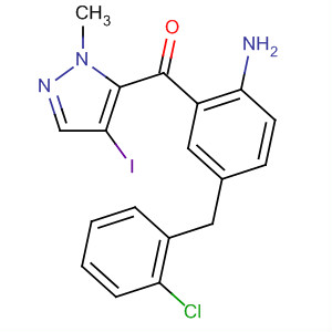 499792-12-0  Methanone,[2-amino-5-[(2-chlorophenyl)methyl]phenyl](4-iodo-1-methyl-1H-pyrazol-5-yl)-