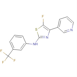 499984-43-9  2-Thiazolamine, 5-fluoro-4-(3-pyridinyl)-N-[3-(trifluoromethyl)phenyl]-