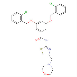 499989-18-3  Benzamide,3,5-bis[(2-chlorophenyl)methoxy]-N-[4-(4-morpholinylmethyl)-2-thiazolyl]-