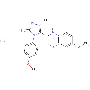 496051-62-8  2H-Imidazole-2-thione,1,3-dihydro-5-(7-methoxy-4H-1,4-benzothiazin-3-yl)-1-(4-methoxyphenyl)-4-methyl-, monohydrobromide