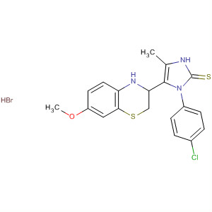 496051-66-2  2H-Imidazole-2-thione,1-(4-chlorophenyl)-1,3-dihydro-5-(7-methoxy-4H-1,4-benzothiazin-3-yl)-4-methyl-, monohydrobromide