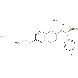 496051-67-3  2H-Imidazole-2-thione,1-(4-chlorophenyl)-5-(7-ethoxy-4H-1,4-benzothiazin-3-yl)-1,3-dihydro-4-methyl-, monohydrobromide