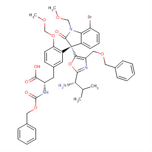 496789-55-0  L-Tyrosine,3-[(3S)-3-[2-[(1S)-1-amino-2-methylpropyl]-4-[(phenylmethoxy)methyl]-5-oxazolyl]-7-bromo-2,3-dihydro-1-(methoxymethyl)-2-oxo-1H-indol-3-yl]-O-(methoxymethyl)-N-[(phenylmethoxy)carbonyl]-