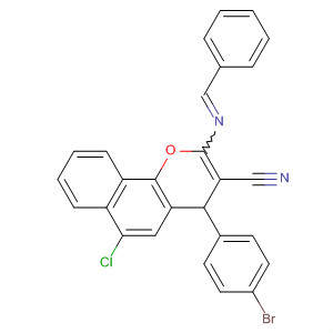 496855-04-0  4H-Naphtho[1,2-b]pyran-3-carbonitrile,4-(4-bromophenyl)-6-chloro-2-[(phenylmethylene)amino]-