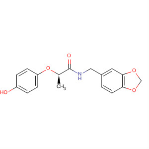 496865-99-7  Propanamide, N-(1,3-benzodioxol-5-ylmethyl)-2-(4-hydroxyphenoxy)-,(2R)-