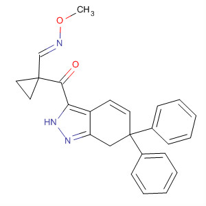 496880-13-8  Methanone, cyclopropyl(6,7-dihydro-6,6-diphenyl-2H-indazol-3-yl)-,O-methyloxime, (1Z)- 496880-13-8  Methanone, cyclopropyl(6,7-dihydro-6,6-diphenyl-2H-indazol-3-yl)-,O-methyloxime, (1Z)-