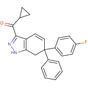 496880-74-1  Methanone,cyclopropyl[6-(4-fluorophenyl)-6,7-dihydro-6-phenyl-1H-indazol-3-yl]-