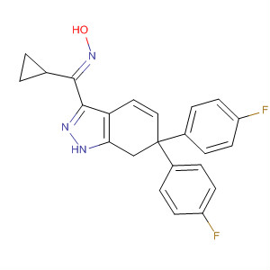 496880-87-6  Methanone,[6,6-bis(4-fluorophenyl)-6,7-dihydro-1H-indazol-3-yl]cyclopropyl-, oxime,(1E)-