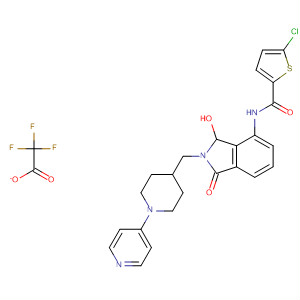 496931-28-3  2-Thiophenecarboxamide,5-chloro-N-[2,3-dihydro-3-hydroxy-1-oxo-2-[[1-(4-pyridinyl)-4-piperidinyl]methyl]-1H-isoindol-4-yl]-, mono(trifluoroacetate) (salt)