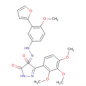 496934-08-8  1H-Pyrazole-4,5-dione, 3-(2,3,4-trimethoxyphenyl)-,4-[[3-(2-furanyl)-4-methoxyphenyl]hydrazone]