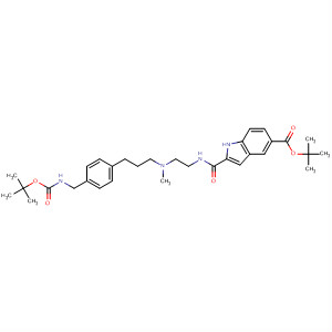 496946-45-3  1H-Indole-5-carboxylic acid,2-[[[2-[[3-[4-[[[(1,1-dimethylethoxy)carbonyl]amino]methyl]phenyl]propyl]methylamino]ethyl]amino]carbonyl]-, 1,1-dimethylethyl ester