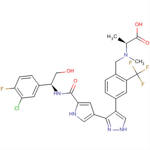 496962-92-6  L-Alanine,N-[[4-[3-[5-[[[(1S)-1-(3-chloro-4-fluorophenyl)-2-hydroxyethyl]amino]carbonyl]-1H-pyrrol-3-yl]-1H-pyrazol-4-yl]-2-(trifluoromethyl)phenyl]methyl]-N-methyl-
