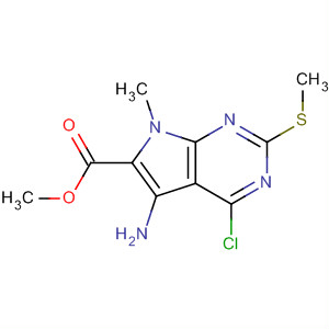 497059-72-0  7H-Pyrrolo[2,3-d]pyrimidine-6-carboxylic acid,5-amino-4-chloro-7-methyl-2-(methylthio)-, methyl ester