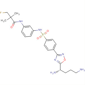 497170-84-0  Propanamide,N-[3-[[[4-[5-[(1S)-1,4-diaminobutyl]-1,2,4-oxadiazol-3-yl]phenyl]sulfonyl]amino]phenyl]-3-fluoro-2,2-dimethyl-
