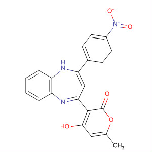 497250-42-7  2H-pyran-2-on, 3- [2,3-dihydro-2- (4-nitrophenyl)-1H-1,5-benzodiazepin-4-yl]-4-hydroksy-6-metyl-