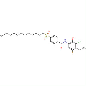 497259-22-0  Benzamide,N-(3-chloro-4-ethyl-5-fluoro-2-hydroxyphenyl)-4-(dodecylsulfonyl)-