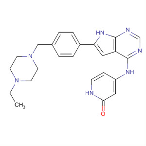 497841-16-4  2(1H)-Pyridinone,4-[[6-[4-[(4-ethyl-1-piperazinyl)methyl]phenyl]-1H-pyrrolo[2,3-d]pyrimidin-4-yl]amino]-