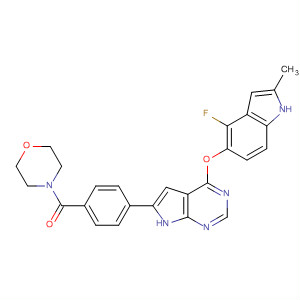 497841-63-1  Morpholine,4-[4-[4-[(4-fluoro-2-methyl-1H-indol-5-yl)oxy]-1H-pyrrolo[2,3-d]pyrimidin-6-yl]benzoyl]-