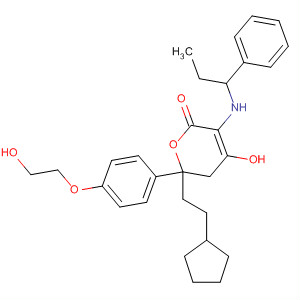 491826-79-0  2H-Pyran-2-one,6-(2-cyclopentylethyl)-5,6-dihydro-4-hydroxy-6-[4-(2-hydroxyethoxy)phenyl]-3-(phenylpropylamino)-