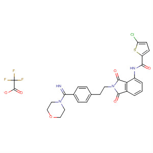 491834-84-5  2-Thiophenecarboxamide,5-chloro-N-[2,3-dihydro-2-[2-[4-(imino-4-morpholinylmethyl)phenyl]ethyl]-1,3-dioxo-1H-isoindol-4-yl]-, mono(trifluoroacetate)