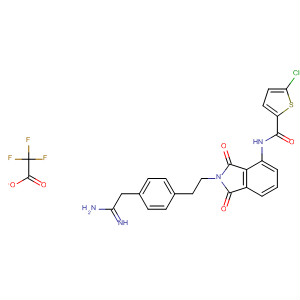 491835-04-2  2-Thiophenecarboxamide,N-[2-[2-[4-(2-amino-2-iminoethyl)phenyl]ethyl]-2,3-dihydro-1,3-dioxo-1H-isoindol-4-yl]-5-chloro-, mono(trifluoroacetate)