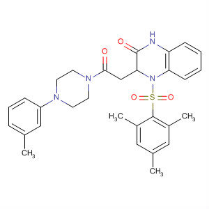 491847-64-4  Piperazine,1-(3-methylphenyl)-4-[[1,2,3,4-tetrahydro-3-oxo-1-[(2,4,6-trimethylphenyl)sulfonyl]-2-quinoxalinyl]acetyl]-