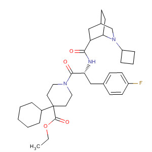 491853-21-5  4-Piperidinecarboxylic acid,1-[(2R)-2-[[(2-cyclobutyl-2-azabicyclo[2.2.2]oct-6-yl)carbonyl]amino]-3-(4-fluorophenyl)-1-oxopropyl]-4-cyclohexyl-, ethyl ester