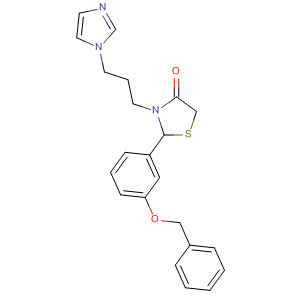 491864-93-8  4-Thiazolidinone,3-[3-(1H-imidazol-1-yl)propyl]-2-[3-(phenylmethoxy)phenyl]-