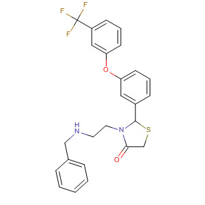 491865-25-9  4-Thiazolidinone,3-[2-[(phenylmethyl)amino]ethyl]-2-[3-[3-(trifluoromethyl)phenoxy]phenyl]-