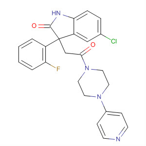 492431-78-4  Piperazine,1-[[5-chloro-3-(2-fluorophenyl)-2,3-dihydro-2-oxo-1H-indol-3-yl]acetyl]-4-(4-pyridinyl)-