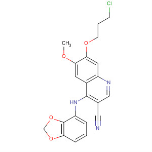 492443-22-8  3-Quinolinecarbonitrile,4-(1,3-benzodioxol-4-ylamino)-7-(3-chloropropoxy)-6-methoxy-