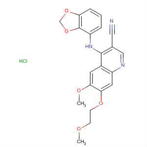 492443-74-0  3-Quinolinecarbonitrile,4-(1,3-benzodioxol-4-ylamino)-6-methoxy-7-(2-methoxyethoxy)-,monohydrochloride