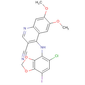 492443-86-4  3-Quinolinecarbonitrile,4-[(5-chloro-7-iodo-1,3-benzodioxol-4-yl)amino]-6,7-dimethoxy-