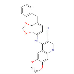 492443-93-3  3-Quinolinecarbonitrile,6,7-dimethoxy-4-[[7-(phenylmethyl)-1,3-benzodioxol-4-yl]amino]-
