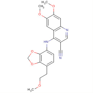 492443-96-6  3-Quinolinecarbonitrile,6,7-dimethoxy-4-[[7-(2-methoxyethyl)-1,3-benzodioxol-4-yl]amino]-