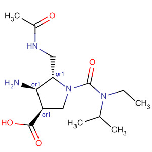 492462-11-0  3-Pyrrolidinecarboxylic acid,5-[(acetylamino)methyl]-4-amino-1-[[ethyl(1-methylethyl)amino]carbonyl]-, (3R,4R,5S)-rel-