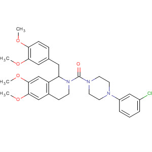 492464-08-1  Isoquinoline,2-[[4-(3-chlorophenyl)-1-piperazinyl]carbonyl]-1-[(3,4-dimethoxyphenyl)methyl]-1,2,3,4-tetrahydro-6,7-dimethoxy-