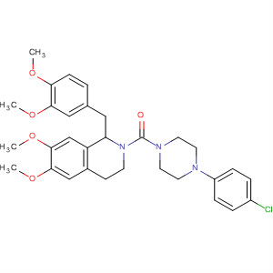 492464-09-2  Isoquinoline,2-[[4-(4-chlorophenyl)-1-piperazinyl]carbonyl]-1-[(3,4-dimethoxyphenyl)methyl]-1,2,3,4-tetrahydro-6,7-dimethoxy-