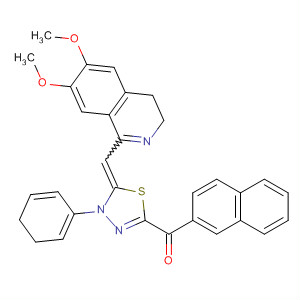 492992-08-2  Methanone,[5-[(3,4-dihydro-6,7-dimethoxy-1-isoquinolinyl)methylene]-4,5-dihydro-4-phenyl-1,3,4-thiadiazol-2-yl]-2-naphthalenyl-