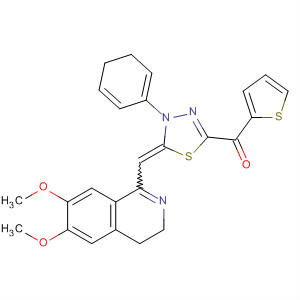492992-09-3  Methanone,[5-[(3,4-dihydro-6,7-dimethoxy-1-isoquinolinyl)methylene]-4,5-dihydro-4-phenyl-1,3,4-thiadiazol-2-yl]-2-thienyl-