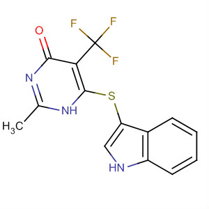 493030-73-2  4(1H)-Pyrimidinone, 6-(1H-indol-3-ylthio)-2-methyl-5-(trifluoromethyl)-