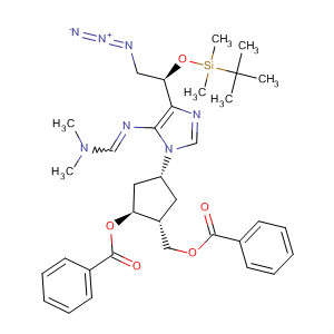 493039-14-8  Methanimidamide,N'-[4-[(1R)-2-azido-1-[[(1,1-dimethylethyl)dimethylsilyl]oxy]ethyl]-1-[(1R,3S,4R)-3-(benzoyloxy)-4-[(benzoyloxy)methyl]cyclopentyl]-1H-imidazol-5-yl]-N,N-dimethyl-