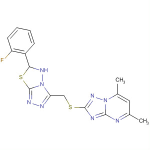 494200-01-0  [1,2,4]Triazolo[1,5-a]pyrimidine,2-[[[6-(2-fluorophenyl)-5,6-dihydro-1,2,4-triazolo[3,4-b][1,3,4]thiadiazol-3-yl]methyl]thio]-5,7-dimethyl-