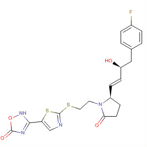 494222-49-0  1,2,4-Oxadiazol-5(2H)-one,3-[2-[[2-[(2R)-2-[(1E,3S)-4-(4-fluorophenyl)-3-hydroxy-1-butenyl]-5-oxo-1-pyrrolidinyl]ethyl]thio]-5-thiazolyl]-