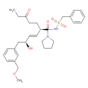 494222-92-3  1-Pyrrolidineheptanamide,2-[(1E,3S)-3-hydroxy-4-[3-(methoxymethyl)phenyl]-1-butenyl]-5-oxo-N-[(phenylmethyl)sulfonyl]-, (2R)-